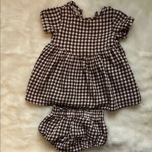 Quincy Mae Brown and White Checkered Dress Set